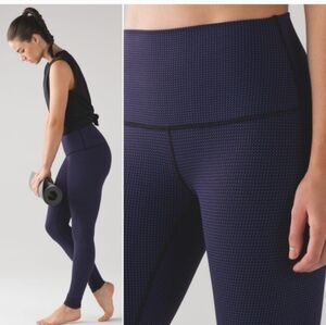 Lululemon Wunder Under Pant (Hi-Rise) in Teeny Check Black Cerulean Blue Size 8